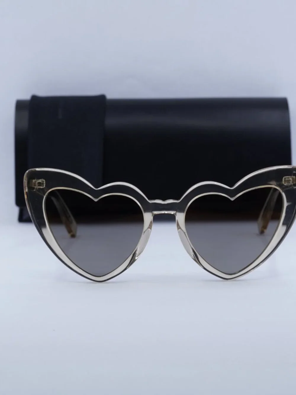 Saint Laurent SL181 LOU LOU 027 Heart Sunglasses - Transparent Nude / Copper